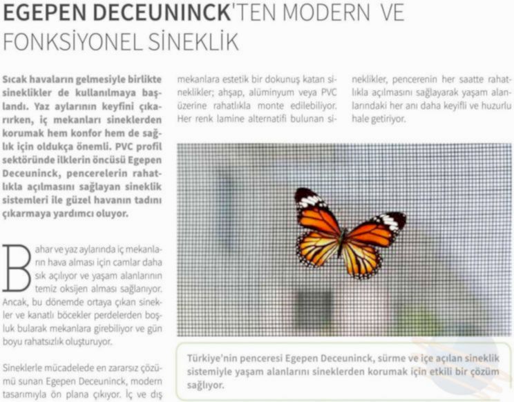 Egepen Deceuninck'ten Modern ve Fonksiyonel Sineklik