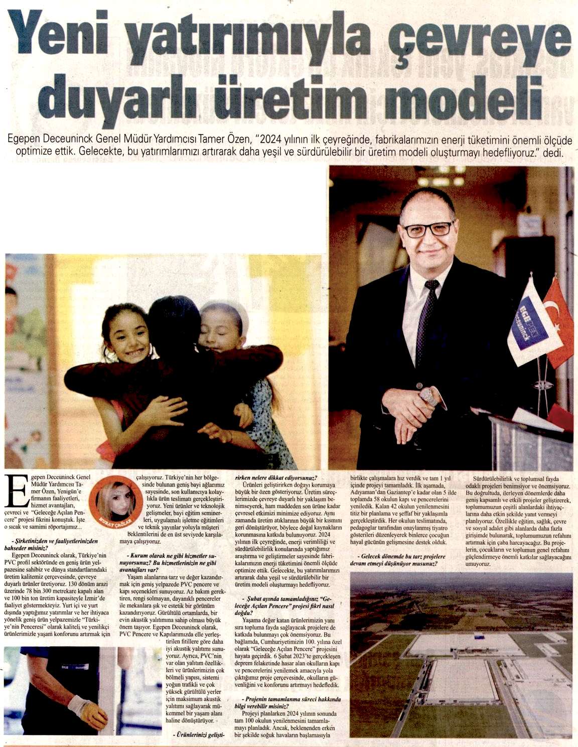 Yeni Yatırımıyla Çevreye Duyarlu Üretim Modeli