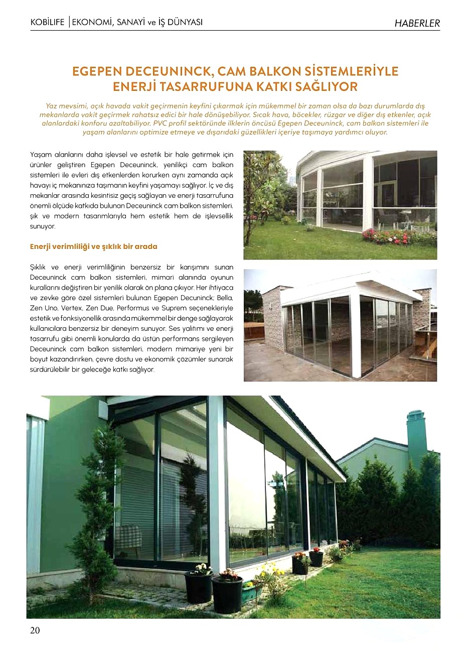 Egepen Deceuninck, Cam Balkon Sistemleriyle Enerji Tasarrufuna Katkı Sağlıyor