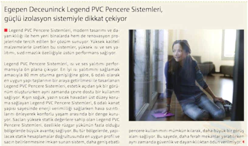 Egepen Deceuninck Legend PVC Pencere Sistemleri, Güçlü İzolasyon Sistemiyle Dikkat Çekiyor