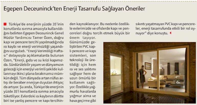 Egepen Deceuninck'ten Enerji Tasarrufu Sağlayan Öneriler